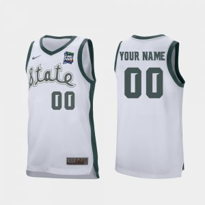 Men's Custom Michigan State Spartans #00 Nike NCAA 2019 Final-Four Retro Performance White Authentic College Stitched Basketball Jersey HB50W30WQ